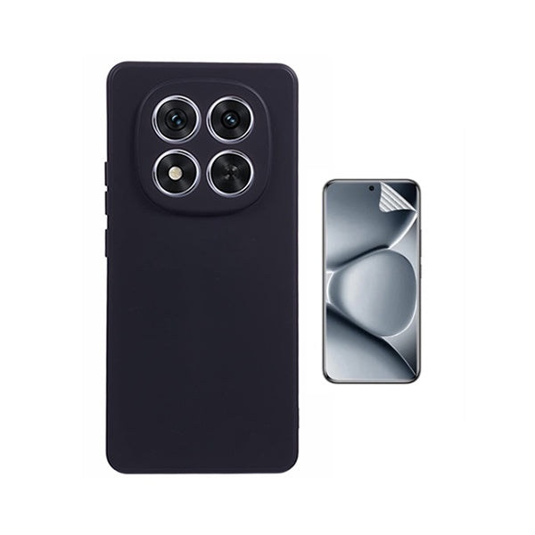 Kit Película Protectora de Hydrogel Frente + Capa Proteção Silicone GIFT4ME Para Xiaomi Poco M8 Pro 5G - Preto