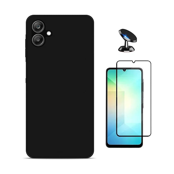 Kit Película de Vidro Temperado Gorilasglass + Capa Proteção Silicone + Suporte Magnético GIFT4ME Para Samsung Galaxy A07 - Preto