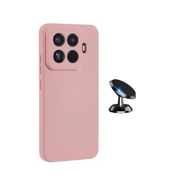 Kit Suporte Magnético + Capa Proteção Silicone GIFT4ME Para Xiaomi 15T Pro 5G - Rosa