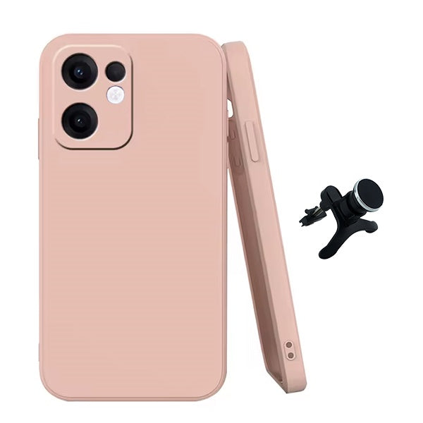 Kit Suporte Magnético Com Pernas + Capa Proteção Silicone GIFT4ME Para Oppo Reno13 F 4G - Rosa