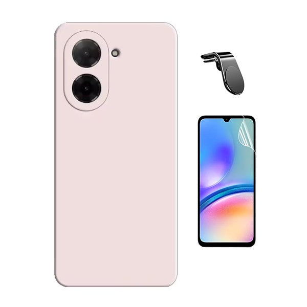 Kit Película Protectora de Hydrogel Frente + Capa Proteção Silicone + Suporte Magnético L GIFT4ME Para Xiaomi Redmi A5 4G - Rosa