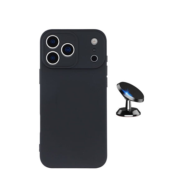 Kit Suporte Magnético + Capa Proteção Silicone GIFT4ME Para Apple iPhone 18 Pro Max - Preto