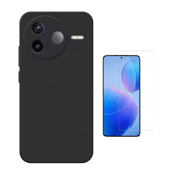 Kit Vidro Temperado Cleargorilasglass + Capa Proteção Silicone GIFT4ME Para Xiaomi Poco F7 Pro - Preto