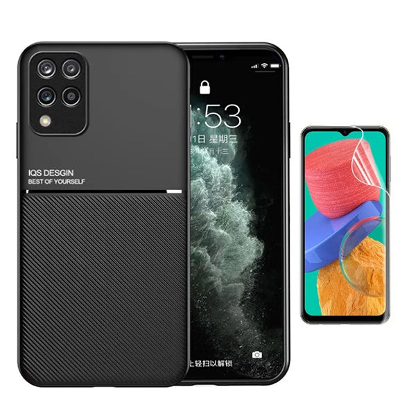 Kit Capa Traseira Magnética Anti Choque + Película Protectora de Hydrogel Frente GIFT4ME Para Samsung M33 5G - Preto