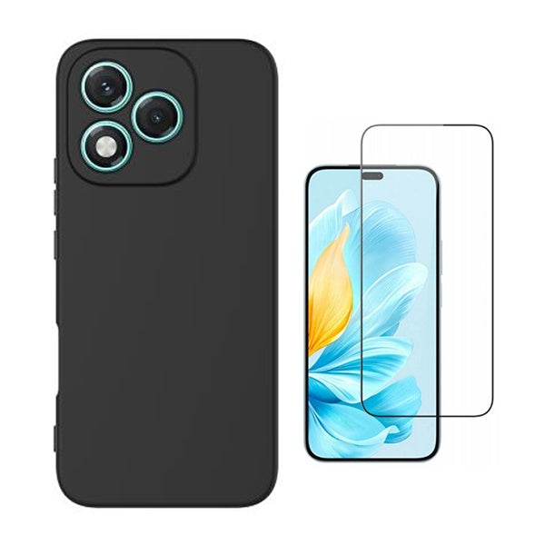 Kit Película de Vidro Temperado Gorilasglass + Capa Proteção Silicone GIFT4ME Para Honor 400 Lite - Preto