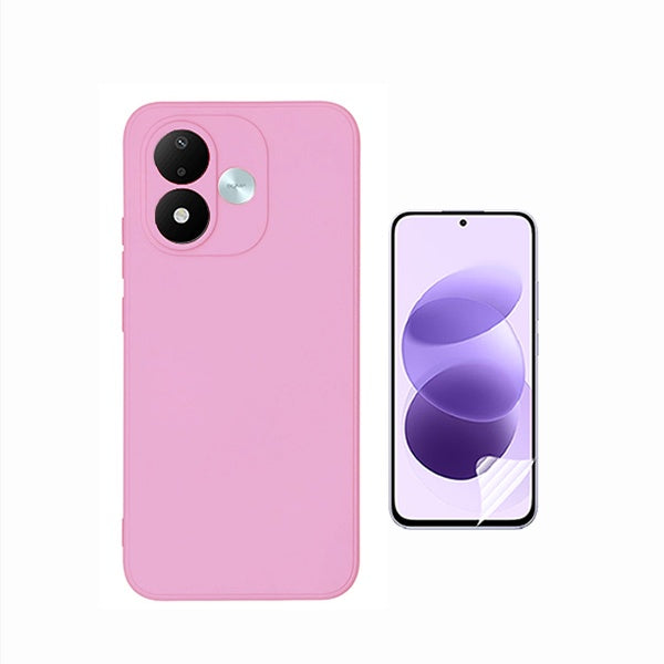 Kit Película Protectora de Hydrogel Frente + Capa Proteção Silicone GIFT4ME Para Xiaomi Redmi Note 17 4G - Rosa