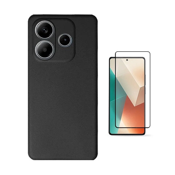 Kit Película de Vidro Temperado Gorilasglass + Capa Proteção Silicone Gift4Me Para Xiaomi Redmi Note 14 4G - Preto