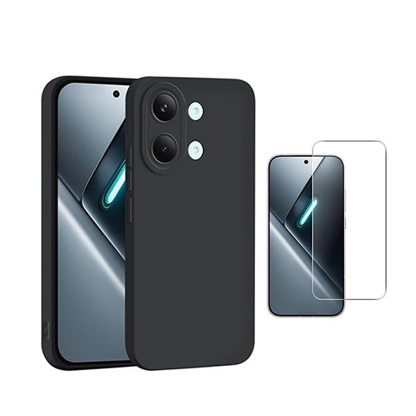 Kit Vidro Temperado Cleargorilasglass + Capa Proteção Silicone GIFT4ME Para Xiaomi Poco X8 Pro Max - Preto