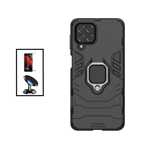Kit Película de Vidro Temperado GorilasGlass + Capa de Proteção Militar Magnética + Suporte Magnético para Samsung Galaxy M53 - Preto