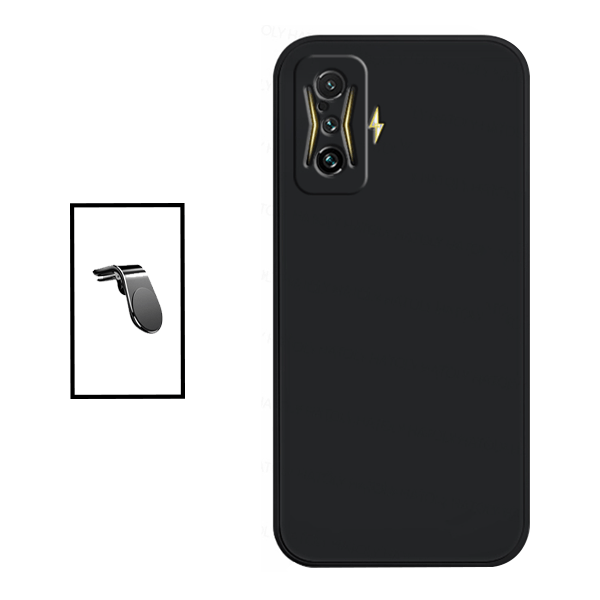 Kit Suporte de Carro Magnético L + Capa Proteção Traseira Silicone para Xiaomi Poco F4 GT - Preto