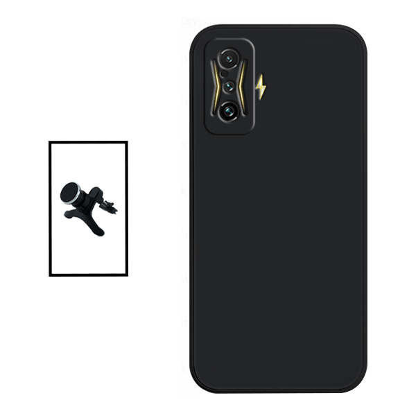 Kit Suporte Magnético Com Pernas + Capa Proteção Traseira Silicone para Xiaomi Poco F4 GT - Preto