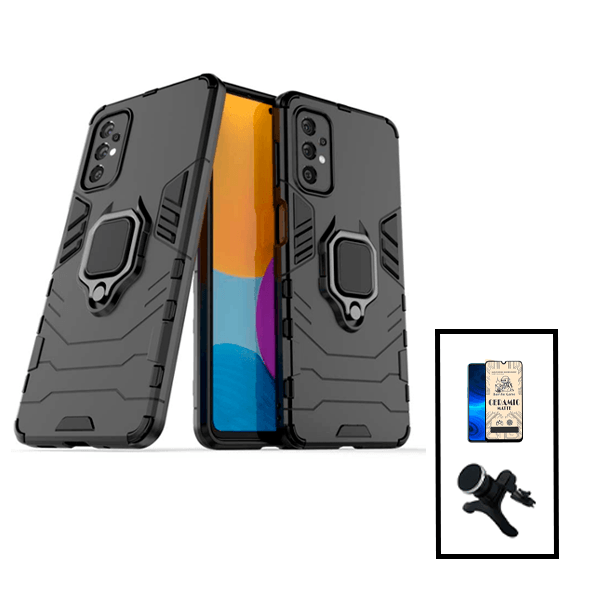 Kit Vidro Temperado Ceramica Full Cover + Capa de Proteção Militar Magnética + Suporte Magnético Com Pernas para Samsung Galaxy A23 5G - Preto