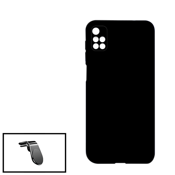 Kit Suporte de Carro Magnético L + Capa Proteção Traseira Silicone para Xiaomi Redmi 10 2022 - Preto