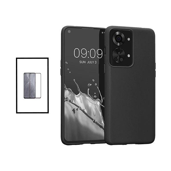 Kit Película de Vidro Temperado GorilasGlass + Capa Proteção Traseira Silicone para OnePlus Nord 2T - Preto