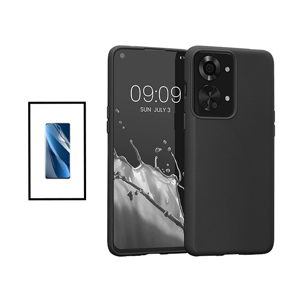 Kit Película Protectora de Hydrogel Frente + Capa Proteção Traseira Silicone para OnePlus Nord 2T - Preto