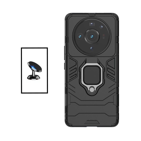 Kit Suporte Magnético + Capa de Proteção Militar Magnética para Xiaomi 12S Ultra - Preto