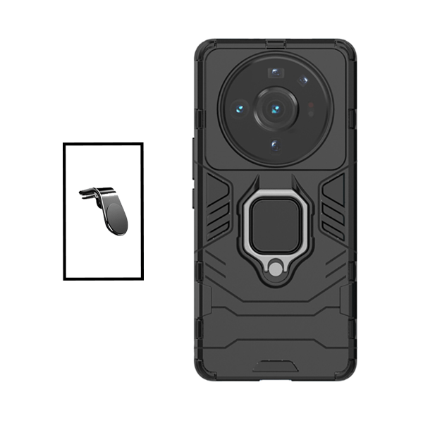 Kit Suporte de Carro Magnético L + Capa de Proteção Militar Magnética para Xiaomi 12S Ultra - Preto