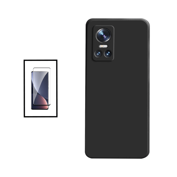 Kit Película de Vidro Temperado GorilasGlass + Capa Proteção Traseira Silicone para Realme GT Neo 3 - Preto