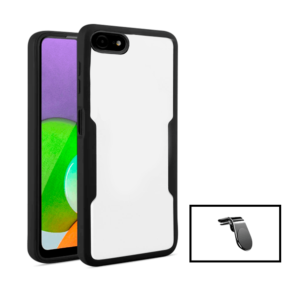 Kit Capa 360° Proteção Frente e Verso + Suporte Magnético L para Apple iPhone SE 2022 - Preto