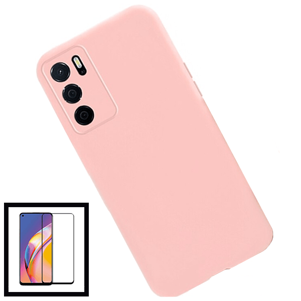 Kit Película de Vidro Temperado GorilasGlass + Capa Proteção Traseira Silicone para Oppo A16 - Rosa
