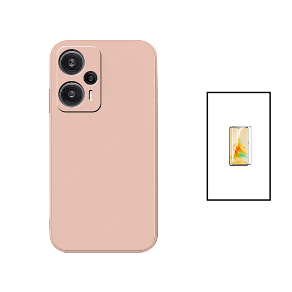 Kit Película de Vidro Temperado GorilasGlass + Capa Proteção Traseira Silicone para Xiaomi Poco F5 - Rosa