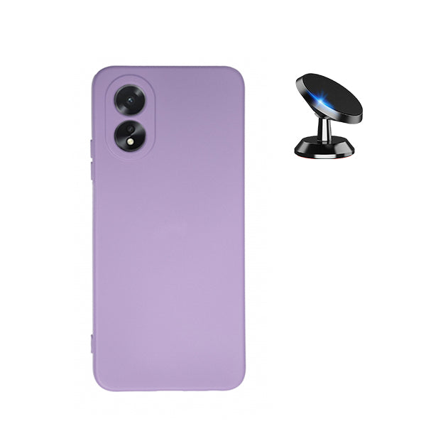 Kit Suporte Magnético + Capa Proteção Traseira Silicone Phonecare para Oppo A38 4G - Roxo