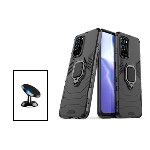 Kit Suporte Magnético + Capa de Proteção Militar Magnética para Oppo A56 5G - Preto