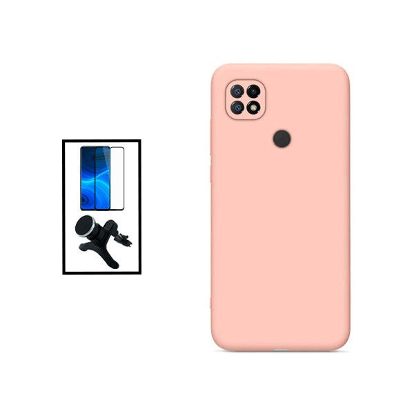 Kit Película de Vidro Temperado GorilasGlass + Capa Proteção Traseira Silicone + Suporte Magnético Com Pernas para Xiaomi Redmi 10 Power - Rosa