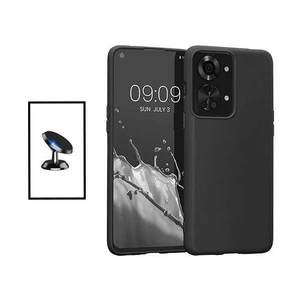 Kit Suporte Magnético + Capa Proteção Traseira Silicone para OnePlus Nord 2T - Preto