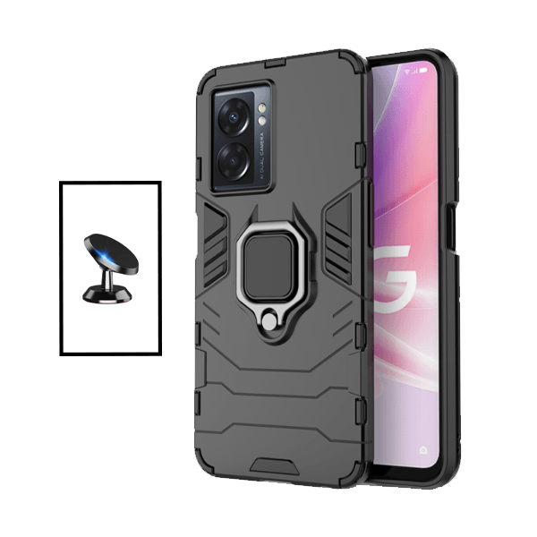 Kit Suporte Magnético + Capa de Proteção Militar Magnética para Oppo A57 4G - Preto