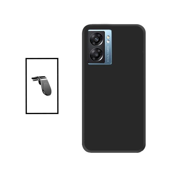 Kit Suporte de Carro Magnético L + Capa Proteção Traseira Silicone para OnePlus A77 - Preto