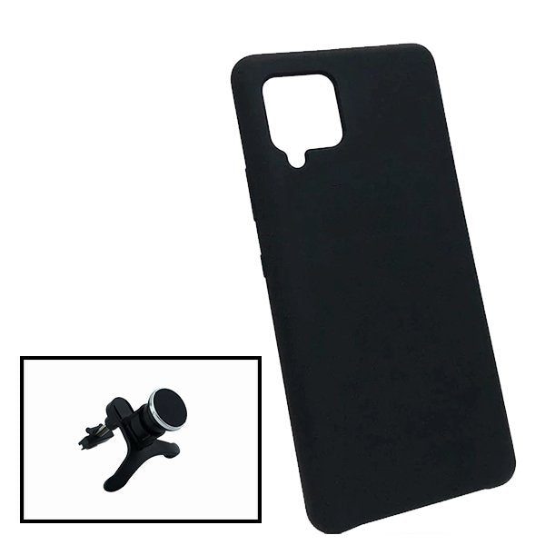 Kit Suporte Magnético Com Pernas + Capa Proteção Traseira Silicone para Samsung Galaxy M42 5G