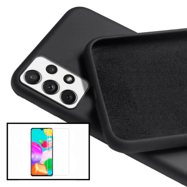 Kit Película de Vidro Temperado GorilasGlass + Capa Proteção Traseira Silicone para Samsung Galaxy A52 - Preto