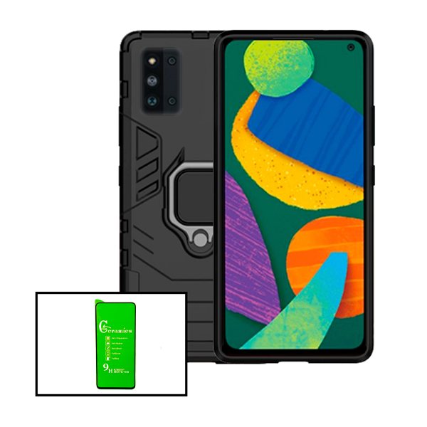 Kit Vidro Temperado Ceramica Full Cover + Capa de Proteção Militar Magnética para Samsung Galaxy F52 5G