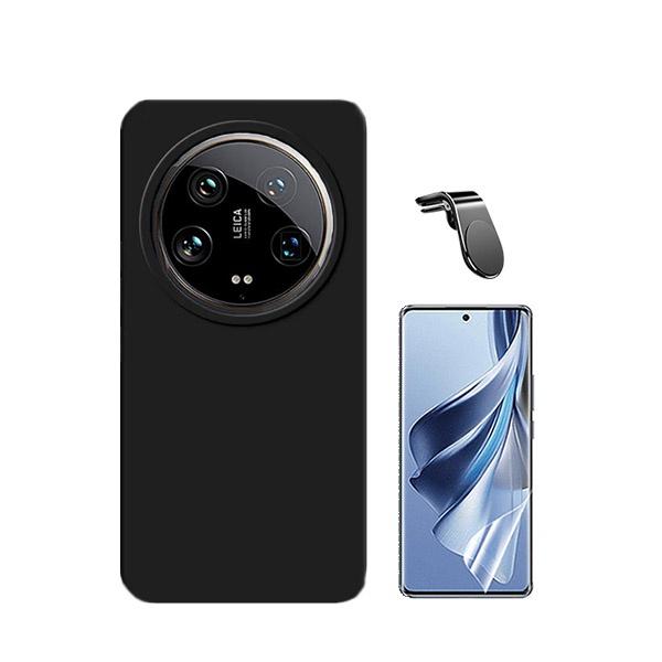 Kit Película ProtectOra de Hydrogel Frente + Capa Proteção Traseira Silicone + Suporte de Carro Magnético L GIFT4ME para Xiaomi 14 Ultra - Preto
