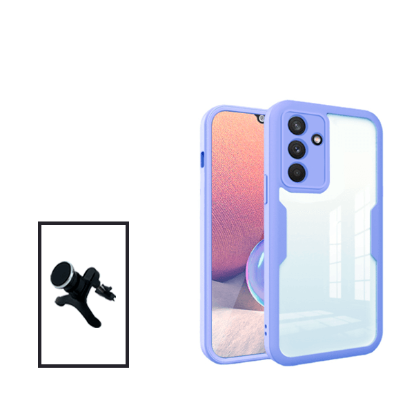 Kit Capa 360° Proteção Frente e Verso + Suporte Magnético Com Pernas para Samsung Galaxy M52 5G - Roxo
