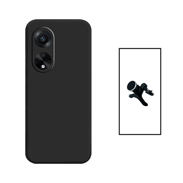 Kit Suporte Magnético Com Pernas + Capa Proteção Traseira Silicone para Oppo A1 5G - Preto