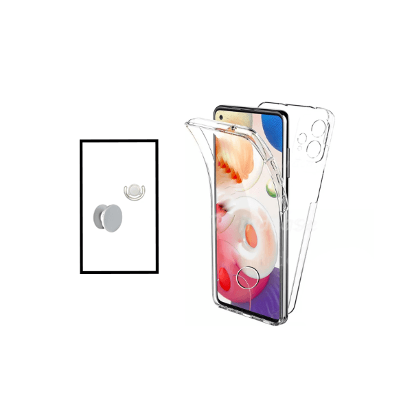Kit Capa 360° Proteção Frente e Verso + 1 HandHolder + 1 Suporte HandHolder Branco para Realme 9i - Transparente/Branco