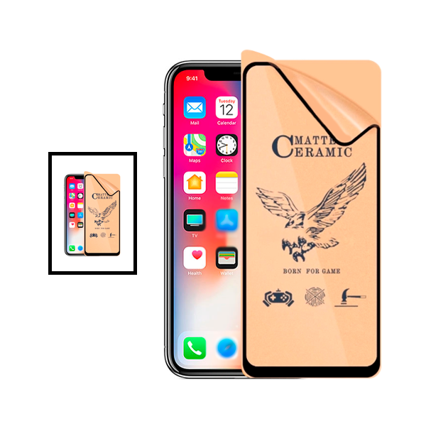 KIT 2 Vidros Temperados Ceramica Full Cover para Apple iPhone 14 - Transparente/Preto