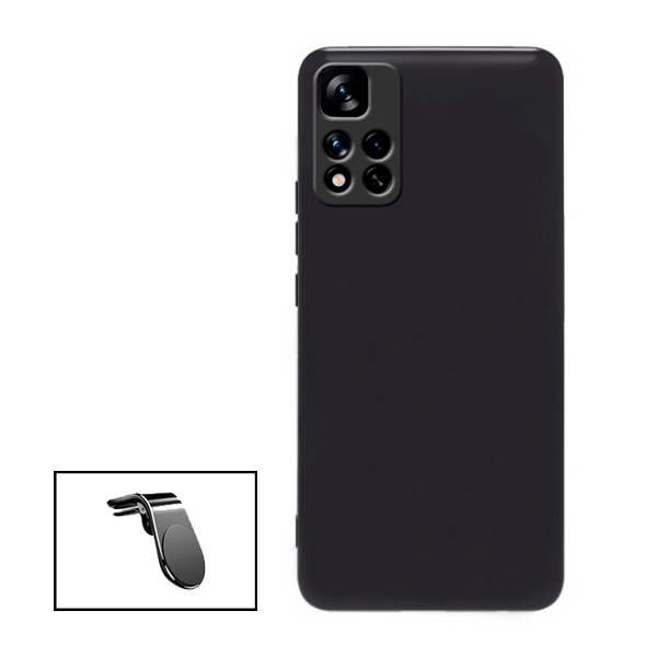 Kit Suporte de Carro Magnético L + Capa Proteção Traseira Silicone para Xiaomi Redmi Note 11 Pro