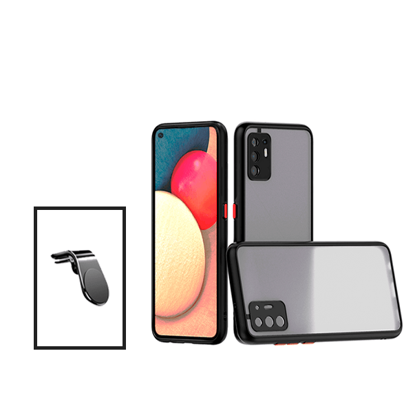 Kit Capa Traseira Proteção Camara + Suporte de Carro Magnético L para Oppo Reno5 Z - Preto