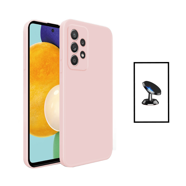 Kit Suporte Magnético + Capa Proteção Traseira Silicone para Samsung Galaxy A23 - Rosa