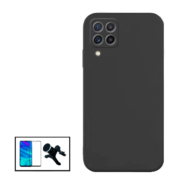 Kit Película de Vidro Temperado GorilasGlass + Capa Proteção Traseira Silicone + Suporte Magnético Com Pernas para Samsung Galaxy M32