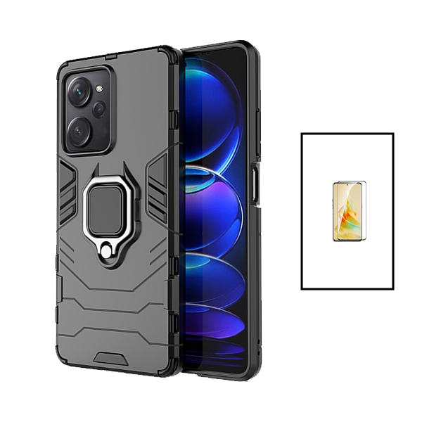 Kit Película de Vidro Temperado GorilasGlass + Capa de Proteção Militar Magnética para Xiaomi Poco X5 Pro - Preto