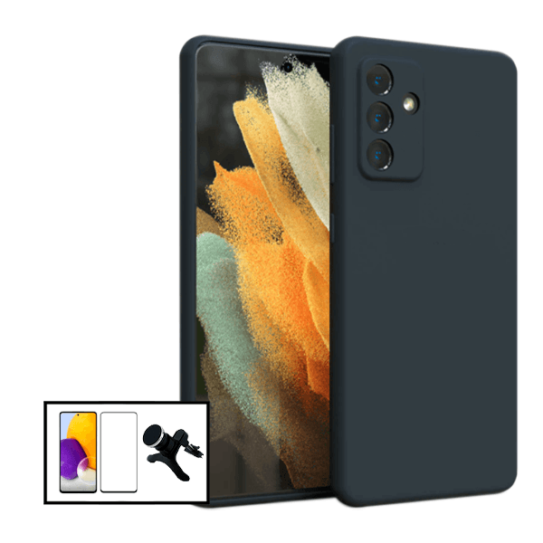 Kit Película de Vidro Temperado GorilasGlass + Capa Proteção Traseira Silicone + Suporte Magnético Com Pernas para Samsung Galaxy M52 5G