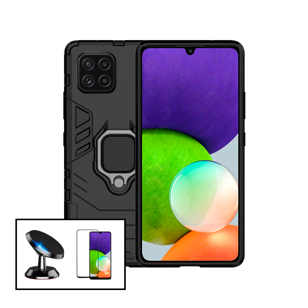 Kit Película de Vidro Temperado GorilasGlass + Capa de Proteção Militar Magnética + Suporte Magnético para Samsung Galaxy M22