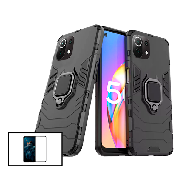 Kit Película de Vidro Temperado GorilasGlass + Capa de Proteção Militar Magnética para Xiaomi Mi 11 Pro