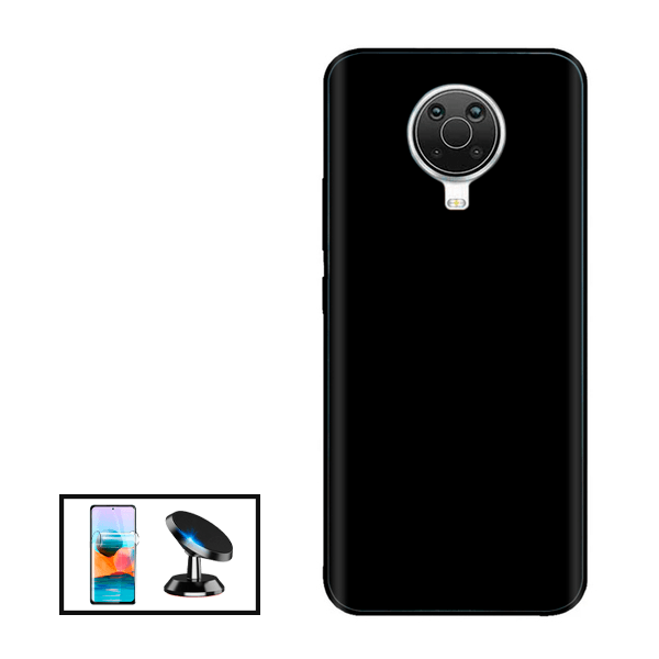 Kit Película Protectora de Hydrogel Frente + Capa Proteção Traseira Silicone + Suporte Magnético para Nokia G20 - Preto