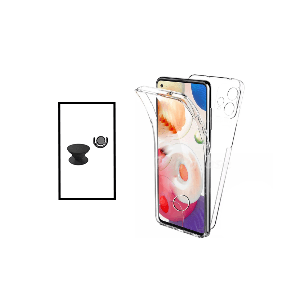 Kit Capa 360° Proteção Frente e Verso + 1 HandHolder + 1 Suporte HandHolder Preto para Realme 9i - Transparente/Preto