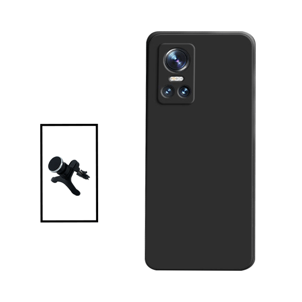 Kit Suporte Magnético Com Pernas + Capa Proteção Traseira Silicone para Realme GT Neo 3 - Preto